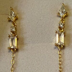 Double layered CZ Dangling Gold Earrings